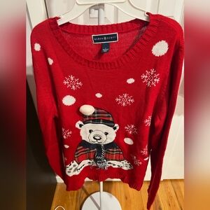 Red ugly Christmas sweater with polar bear
